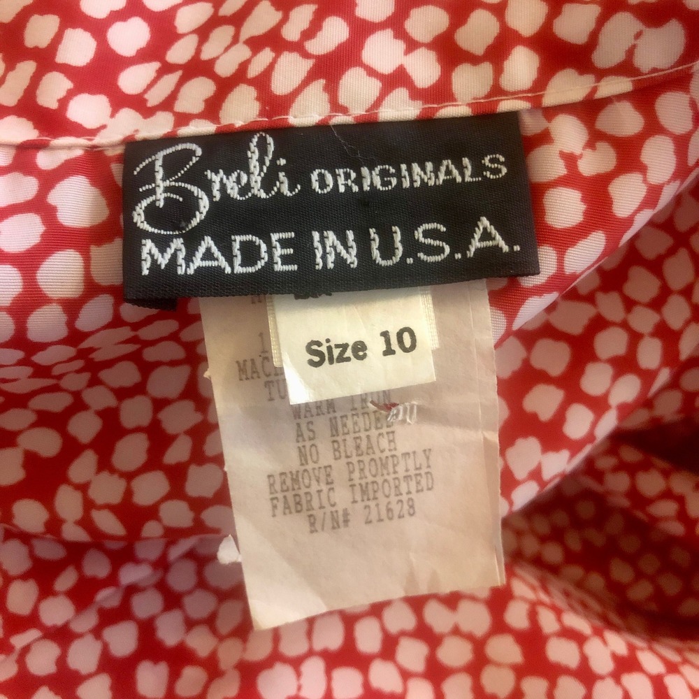 Brell Originals Dress Womens 10 80s Polka Dot Light Weight Red and White Retro - Picture 9 of 10